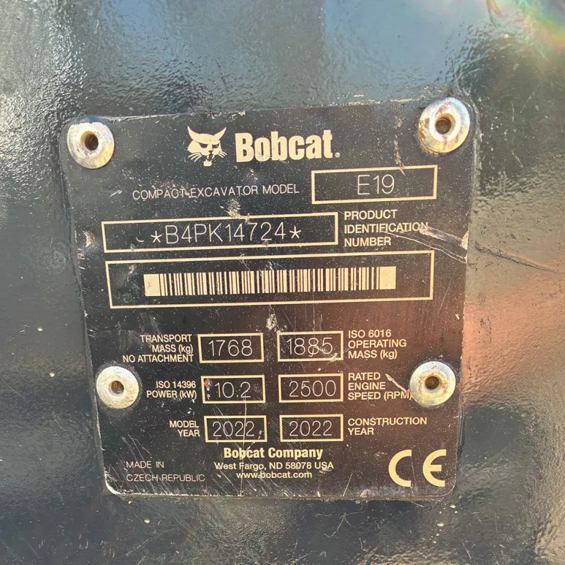 1.9T Excavator Bobcat E19 2022